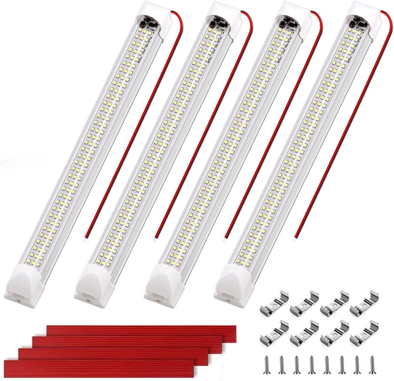RVZONE 12v LED Interior Light Bar | 108LEDs 1600LM 6W DC 12 Volt led Strip Lights Enclosed Trailer Lights Fixture for Camper Truck Van RV Trailer Cargo Cabient Lights Fixture Motorhome Lorry (4Pack) - Image 1